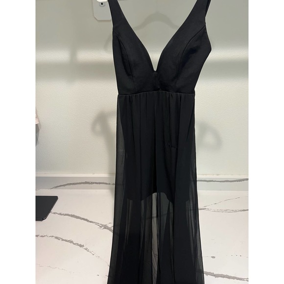 Olia Black‎ Dress with Sheer Overlay Fitted Bust Size Small - Picture 4 of 4